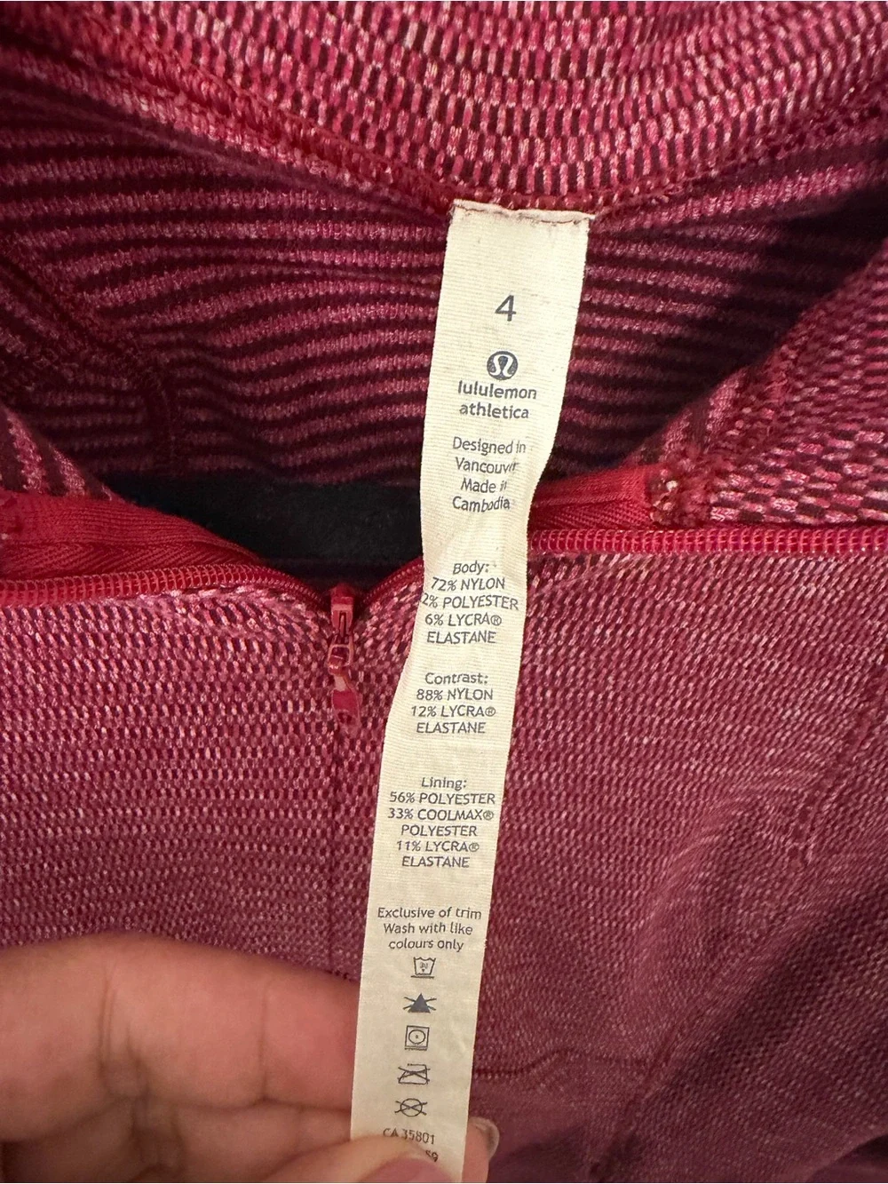 lululemon athletica Red Heather Half-Zip Cowl Pullover